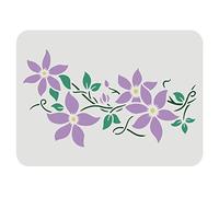 FINGERINSPIRE Pochoir Clématite 29.7x21cm Bordure Murale Classique Pochoirs de Fleurs Clématite Dessin Peinture Pochoirs Clématite Fleur Vigne Pochoir Plastique Réutilisable Décoration Murale Pochoir
