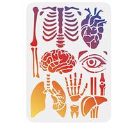 FINGERINSPIRE Pochoir Corps Humain 21x29.7 cm en Plastique PET - Modèle Rectangulaire pour Peinture Coeur, Cerveau, Poumon, Oeil, Côtes, Main - Gabarit de Dessin pour Bricolage et Projets Manuels