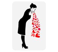 FINGERINSPIRE Pochoir d'amour Malade pour Peinture 21x29.7cm en Plastique Pet Femme Peinture Pochoir Creux Motif d'amour Modèle de Graffiti Art Pochoir Modèle de Thème Banksy pour Décor Intérieure