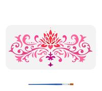 FINGERINSPIRE Pochoir de Bordure de Fleurs de Lotus Avec Pinceau 15X30cm Modèle de Fleurs de Lotus Pochoir de Peinture de Vignes de Fleurs Pet Modèle de Bordures de Plantes Pochoir Thème Végétal DIY