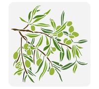 FINGERINSPIRE Pochoir de Branche D'Olivier pour Peinture 30x30cm Modèle de Dessin de Motif D'Olivier Réutilisable en Plastique Pet Branches d'arbre Peinture Pochoir Modèle de Thème Végétal de Maison