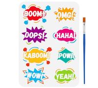 FINGERINSPIRE Pochoir de Bulles Pop Art 29.7X21cm - Peinture de Texte Dialogue Boom Wow Yeah Omg Pow - Thèmes Logo