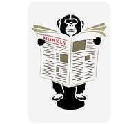 FINGERINSPIRE Pochoir de Chimpanzé de Lecture 29.7x21cm Modèle de Peinture de Journal de Lecture de Chimpanzé Pochoir de Singe Sur les Toilettes Pochoir de Thème Animaux pour la Décor de Sol Meubles