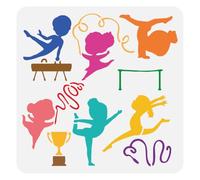 FINGERINSPIRE Pochoir de Gymnastique pour Peinture 30X30cm Modèle de Barres Parallèles Décoratives Corde de Trophée Creuse Pochoir D'Exercice Grand Modèle de Thème Sportif pour Bois