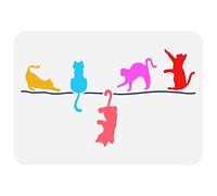 FINGERINSPIRE Pochoir de peinture amusant en forme de chat - 29,7 x 21,1 cm - Pour décoration murale en bois