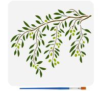 FINGERINSPIRE Pochoir de Peinture de Branche D'Olivier Avec 1 Pinceau en Plastique 30X30cm Modèles de Branches de Feuilles Réutilisables Pochoir Artisanal Thème Plantes pour Bois Tissu Murs Meubles