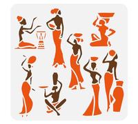 FINGERINSPIRE Pochoir de Peinture de Femme Africaine 30X30cm Modèle de Pochoir de Silhouette de Femme Noire Pochoirs de Femme Tribale Africaine pour Toile de Bois Meubles Muraux Décor de Maison Diy