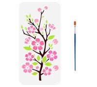 FINGERINSPIRE Pochoir de Peinture de Fleurs de Cerisier en Fleurs Avec 1 Pinceau en Plastique 30X15cm Pochoir de Branche de Fleur de Cerisier Pochoirs de Fleurs pour Bois Mur Tissu Meubles Maison DIY