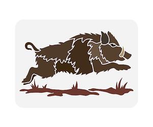 FINGERINSPIRE Pochoir de Peinture de Sanglier 29.7x21 cm Modèle de Dessin de Cochon en Cours D'Exécution Réutilisable Pochoir Creux en Plastique pour Peinture sur Mur Meubles Bois Décor de la Maison