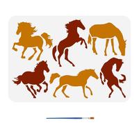 FINGERINSPIRE Pochoir de Peinture de Silhouette de Cheval Avec Pinceau 21X29.7cm Modèle de Motif de Cheval Pochoir de Motif Cheval Au Galop Réutilisable Modèle Thème Animal pour Bois Tissu Vêtements