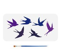 FINGERINSPIRE Pochoir de Peinture D'Hirondelle 15X30cm Modèle D'Hirondelles Volantes Avec Pinceau Pochoir de Piste de Vol en Plastique Pochoir de Bordure D'Oiseau Creux Modèle Thème Animal pour Murale