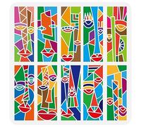 FINGERINSPIRE Pochoir de Peinture pour Visages 30x30cm Pochoir Réutilisable pour Visages Abstraits Pochoir Géométrique pour Visages Décoration Artisanale - Pochoir pour Peinture Sur Bois, Mur, Tissu