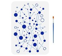 FINGERINSPIRE Pochoir de Peinture Rétro Avec 1 Pinceau Plastique 21X29.7cm Motif D'Étoiles Réutilisable Modèle de Dessin Thème de Science Fiction Pochoir D'Étoiles pour Peinture sur Bois Mur Meubles