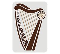 FINGERINSPIRE Pochoir Harpe Irlandaise Celtique 29,7 X 21 cm Instrument de Musique Modèle D'Artisanat D'Art Réutilisable Symboles Irlandais Gallois Knotwork Pochoirs Muraux Lavables