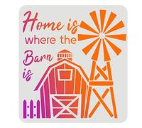 FINGERINSPIRE Pochoir « Home is Where The Barn is » - 30 x 30 cm - Réutilisable - Pour peinture sur bois, tissu, papier, mur