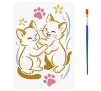 FINGERINSPIRE Pochoir Petit Chat Avec 1Pc Pinceau 21x29.7cm Réutilisable Pochoir Petit Chat Mignon Modèle Thème Animal pour Peinture sur Bois Mur Meuble DIY Décoration Maison