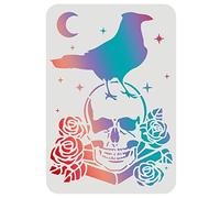 FINGERINSPIRE Pochoir réutilisable en forme de tête de corbeau - 29,7 x 21,1 cm - Motif corbeau sur le bois, le carrelage, le papier, le tissu, le sol et le mur