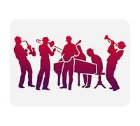 FINGERINSPIRE Pochoir réutilisable pour dessin d'orchestre de grande taille pour guitare, saxophone, piano et musique - Pour peinture sur mur, bois, meubles, tissu et papier - 29,7 x 21,1 cm