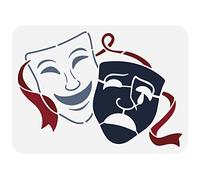 FINGERINSPIRE Pochoir réutilisable pour masques de théâtre - 29,7 x 21,1 cm - Pour peinture sur mur, bois, meubles, tissu et papier