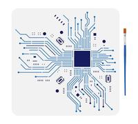FINGERINSPIRE Pochoir Textures de Lignes Circuit avec Pinceau 30x30cm Pochoirs Motifs Texturés Abstraits Réutilisables Pochoir Motifs Technologiques et Électroniques pour Peinture sur Bois Mur Tissus