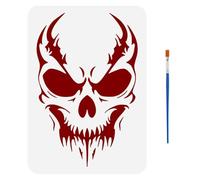 FINGERINSPIRE Pochoir Visage de Crâne 21x29.7cm avec Pinceau - Thème de Crâne Effrayant