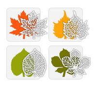 FINGERINSPIRE Pochoirs amovibles Lot de 4 15 x 15 cm Plastique Motif de tête de mort et feuilles d'érable Réutilisables pour loisirs créatifs