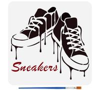 FINGERINSPIRE Pochoirs de Chaussures Graffiti Avec Un Pinceau 30x30cm Pochoirs de Motifs Baskets Réutilisables Pochoir Décor Chaussures Pet Modèle Thèmes Graffiti pour Décor Meubles Tissu Mural Bois