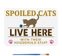 FINGERINSPIRE Pochoirs de Peinture de Chat Gâté Avec Pinceau 21x29.7cm Mots en Plastique Empreintes de Pattes Modèle de Dessin de Motif Pochoir à Thème Animal Creux Modèle de Silhouette de Chat