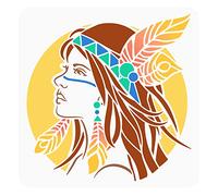 FINGERINSPIRE Pochoirs de Peinture pour Femmes Amérindiennes 30x30 cm Pochoirs de Peinture pour Dessin Tribal en Plastique Pochoirs Indiens pour L'Artisanat et la Décoration Pochoirs Réutilisables