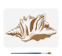 FINGERINSPIRE Pochoirs en Coquillage de Conque Avec Un Pinceau 29.7X21cm Pochoirs de Vie Marine Réutilisables Pochoirs Pet à Motifs de Coquillage de Conque Modèle de Thèmes Océaniques pour Mur en Bois