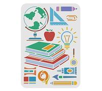 FINGERINSPIRE Pochoirs sur Le Thème de la Rentrée Scolaire 29,7 X 21 cm Aides Pédagogiques Réutilisables et Pochoir à Motif de Papeterie pour Peinture sur Mur de Plancher en Bois