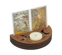 FINGERINSPIRE Porte Cartes de Tarot en Bois Demi Rond Couleur Chameau Support de Cartes de Tarot Design de Phase de Lune Présentoir de Cartes de Tarot Sorcellerie pour Afficher Vos Cartes Décor Wiccan