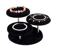 FINGERINSPIRE Présentoir à Bijoux Rond en Velours Noir à 3 étage 18x19x9.8cm Présentoir à Bijoux en Bois avec 3 plates-Formes Rondes, Porte-Bijoux pour Bagues, des Boucles D'Oreilles, Bracelets, Gemme