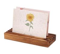 FINGERINSPIRE Présentoir de Carte de Place en Bois 15x6x2 cm Rectangle 5 Rangées Support D'Affichage de Carte Postale en Bois de Pin Doré Foncé Support D'Article pour Présentoir de Boucles