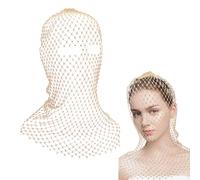 FINGERINSPIRE Serre Têtes en Maille Strass pour Femmes 455mm Strass Dorés Extensibles en Polyester Avec Pierre à Paillettes Ajourés pour Discothèque Rave Accessoires pour Cheveux