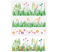 FINGERINSPIRE Superposition D'Herbes Peinture Pochoir 30x30 cm Réutilisable Modèle de Dessin de Fleurs Sauvages DIY Art Roseau Décoration Pochoir pour Peinture sur Bois Mur Tissu Meubles