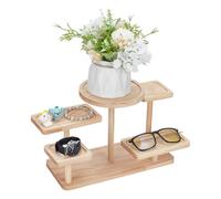 FINGERINSPIRE Support de Présentation à 5 Niveau en Bois Navajo Blanc à Plusieurs Niveaux Présentoir en Bois Présentoir à Bijoux en Bois Support Organisateur de Bijoux pour Bijoux Plantes Succulentes