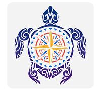 FINGERINSPIRE Tortue Peinture Pochoirs 30x30cm Plastique Tortue de Mer et Boussole Motif Pochoirs Thème Nautique Dessin Peinture Pochoirs Pochoirs Réutilisables pour Peinture Décoration de la Maison