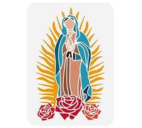 FINGERINSPIRE Vierge Marie Peinture Pochoir 29.7x21cm Réutilisable Notre Dame Dessin Gabarit Caractère Religieux Plastique Décoratif Chapelet pour Peinture Sur Bois Mur