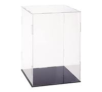 FINGERINSPIRE Vitrines de Figurines en Plastique 21x21x30.5 cm Boîte de Présentation de Figurines d'action Anti-Poussière Transparente avec Vitrine de Base Noire pour Modèles, Blocs de Construction