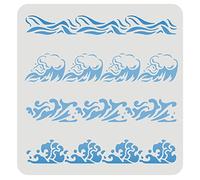 FINGERINSPIRE Waves Pochoir 30x30cm Plastique Ocean Sea Wave Pochoir Sea Waves Pattern Stencils Réutilisable Sea Wave Peinture Gabarit pour Peinture sur Bois, Sol, Mur et Carrelage