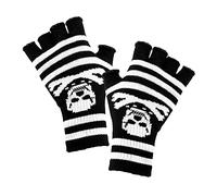 "FINGERLESS SKULL & CROSSBONES GLOVES" - (One Size Fits Most Adult)