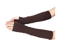 Fingerless Wrist Warmers Women Long Arm Warmers Winter Arms Warmer Gloves Women Knit Arm Warmer Knitted Sleeve Gloves with Thumb Hole for Lady Girls Womens (Coffee-1, One Size)