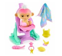 Fingerlings 2023 Ensemble bébé interactif avec lit bébé et chaise haute 2 en 1 et 6 accessoires (à partir de 5 ans)