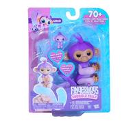 Fingerlings Snuggle Tails - Singe Violet interactif (Coco), avec Queue Moelleuse, Mini Bestie (Chloe), Brosse et Autocollants