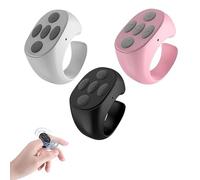 Fingertip Télécommande Bluetooth sans fil, tourneur de page, télécommande du bout des doigts, télécommande sans fil, tourne-page à distance (noir + blanc + rose)