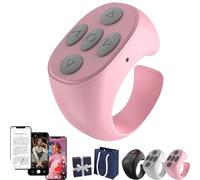 Fingertip Télécommande sans fil Bluetooth, anneau à distance Bluetooth, télécommande sans fil, tourne-page, pour téléphones, tablettes, appareil photo (rose)