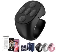Fingertip Télécommande sans fil Bluetooth, anneau à distance Bluetooth, télécommande sans fil, tourne-page, pour téléphones, tablettes, appareil photo (noir)