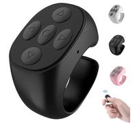 Fingertip Wireless Bluetooth Remote Control, fingertip Bluetooth Remote, Scrolling Rings Rechargeable Camera Remote,Remote Control App Page Turner (Black)