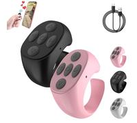 Fingertip Wireless Bluetooth Remote Control, Video Remote Control App Page Turner, Scrolling Rings Rechargeable Camera Media Button Remote for Phones Tablets,for Selfie,Like,Page Up (2Pcs-C)
